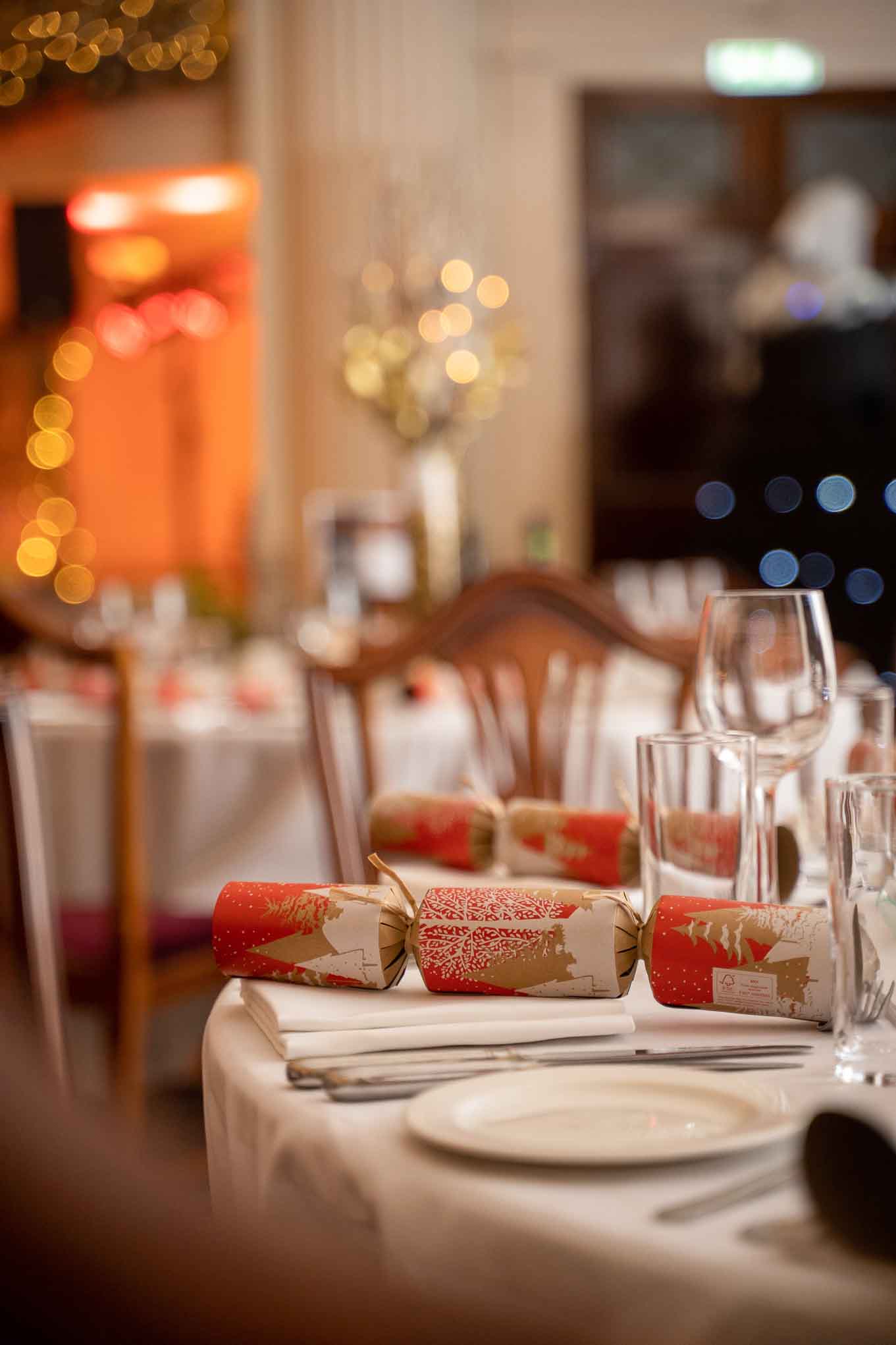 Table set for Christmas dinner in the Pump Room